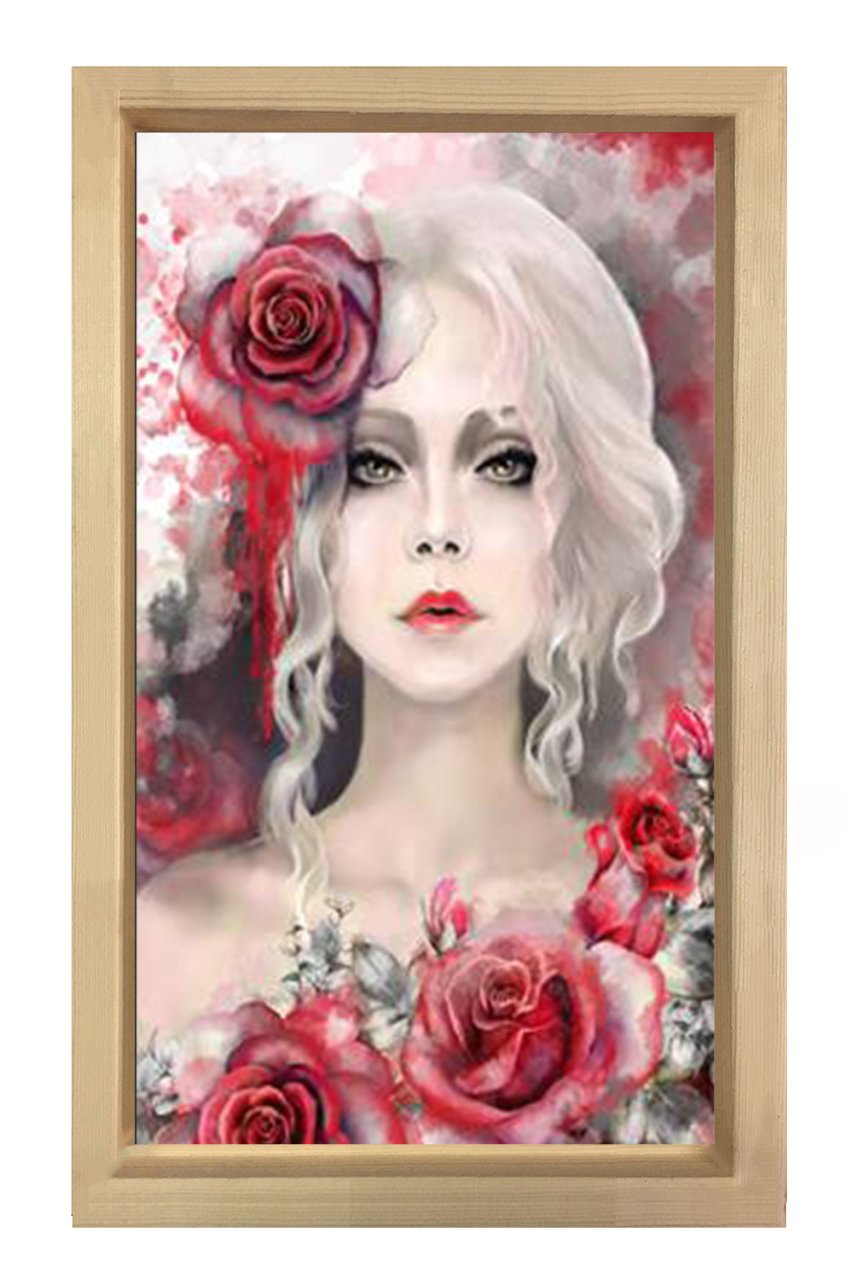 Gül Kadını Tablosu Naturel Ahşap Çerçeve - 100x150
