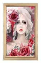 Gül Kadını Tablosu Naturel Ahşap Çerçeve - 100x150