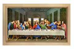 Son Akşam Yemeği Tablosu Naturel Ahşap Çerçeve - 50x70