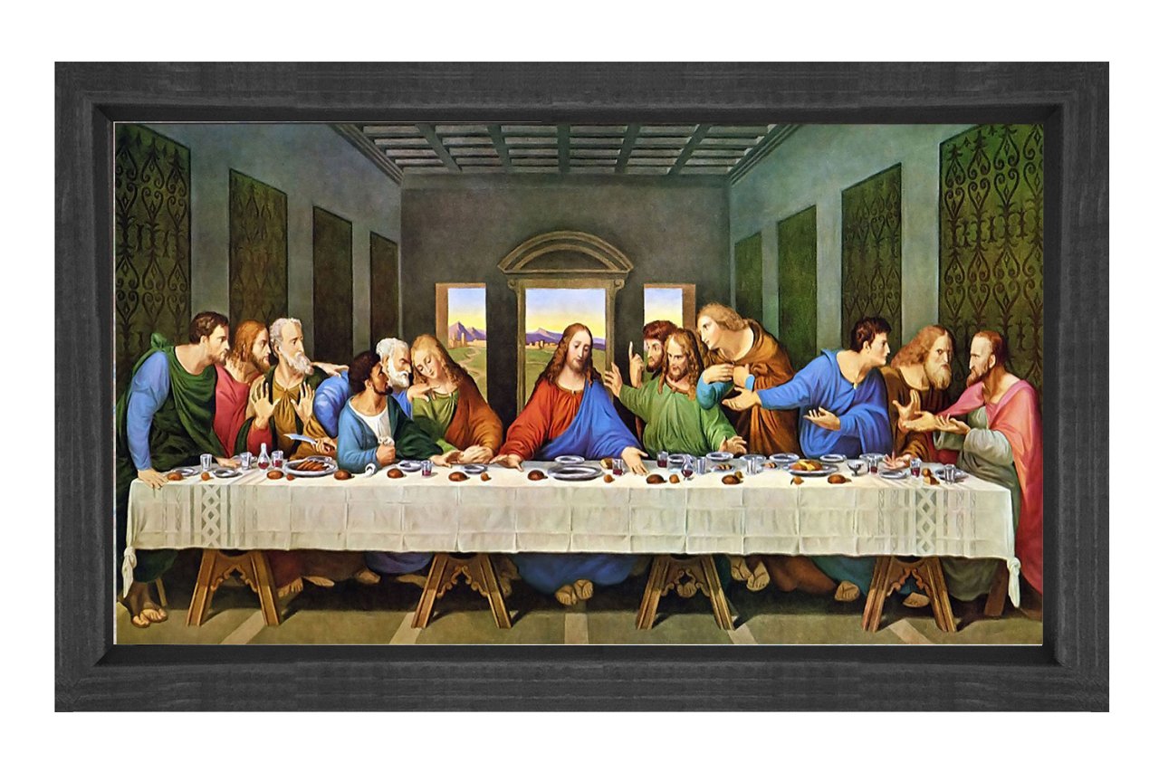 Son Akşam Yemeği Tablosu Siyah Ahşap Çerçeve - 40x60