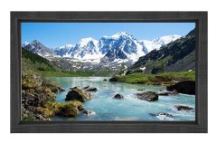 Karlı Dağ Manzarası Ve Kıyı Tablosu Siyah Ahşap Çerçeve - 100x200