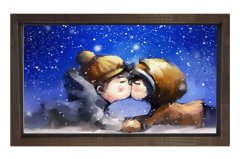 Çoçukluk Aşkı Tablosu Kahverengi Ahşap Çerçeve - 70x100