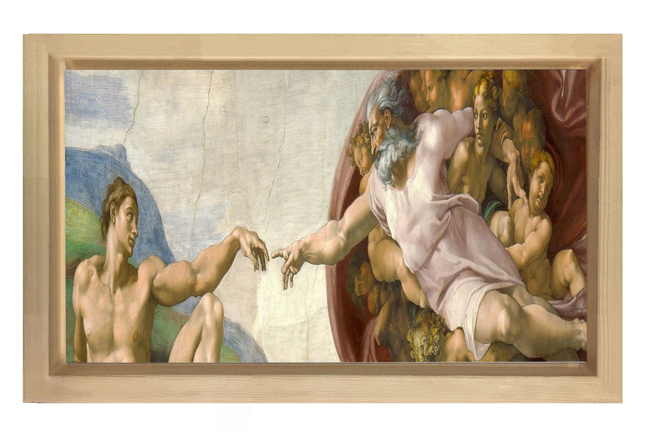 Ademin Doğuşu Tablosu Naturel Ahşap Çerçeve - 100x200