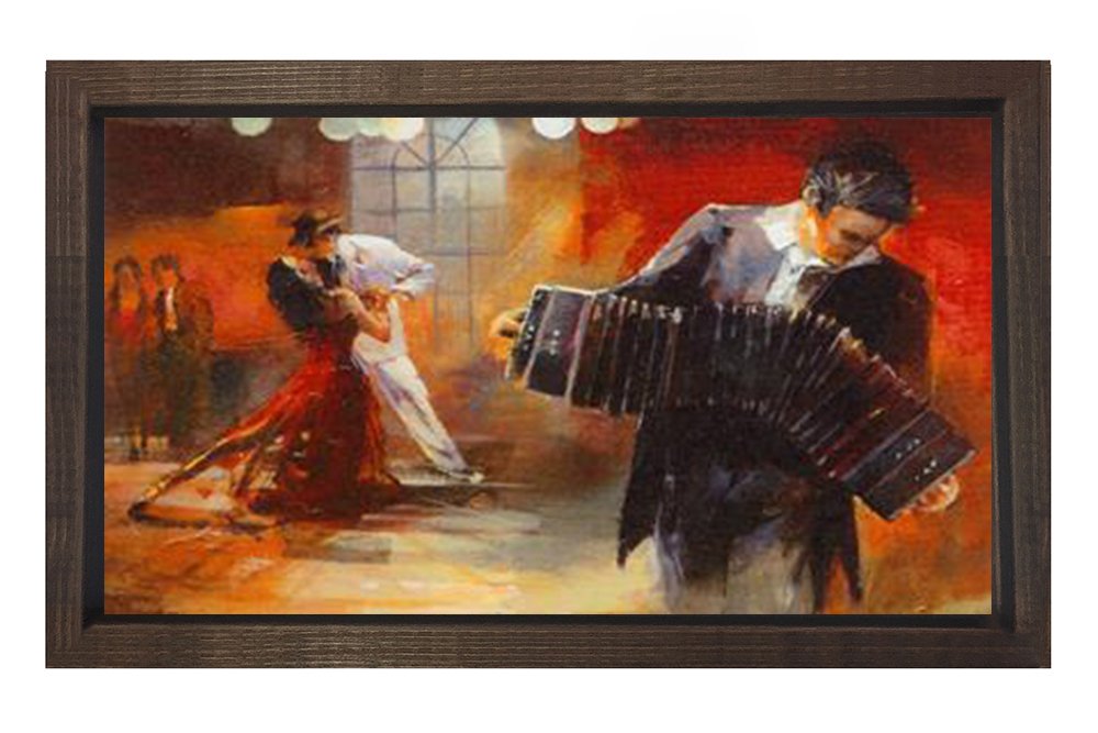 Tango Ve Akordeon Tablosu Kahverengi Ahşap - 50x70