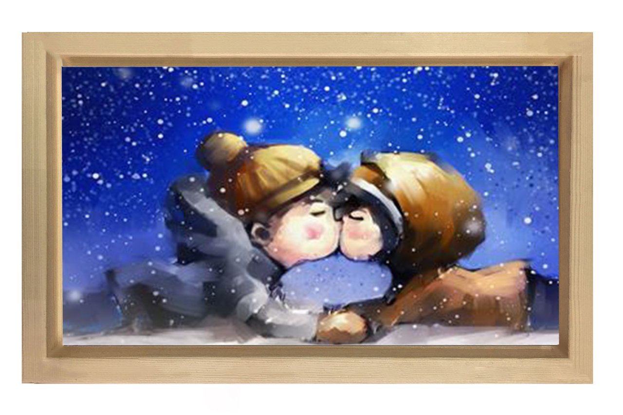 Çoçukluk Aşkı Tablosu Naturel Ahşap Çerçeve - 70x100