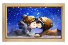 Çoçukluk Aşkı Tablosu Naturel Ahşap Çerçeve - 70x100