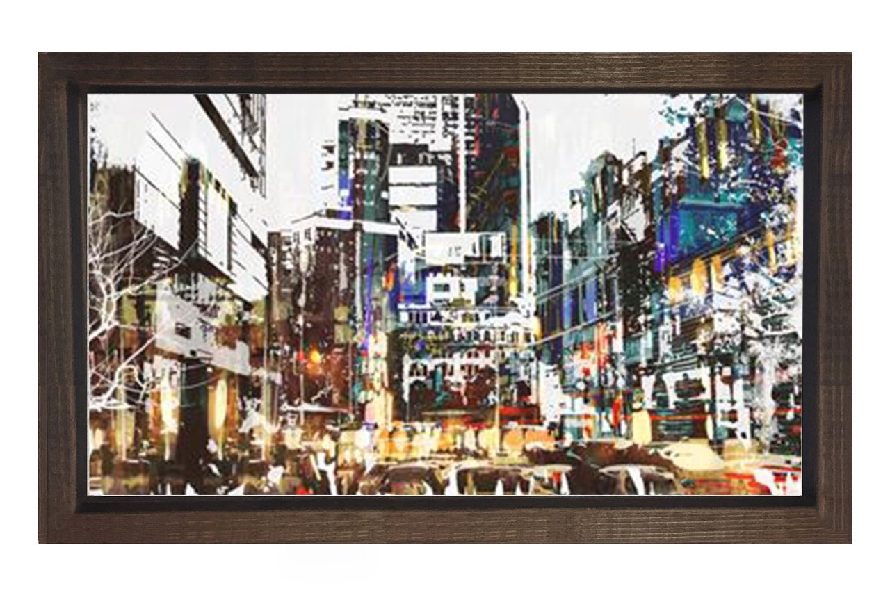 Vektörel Şehir Design Tablosu Kahverengi Ahşap Çerçeve - 100x200