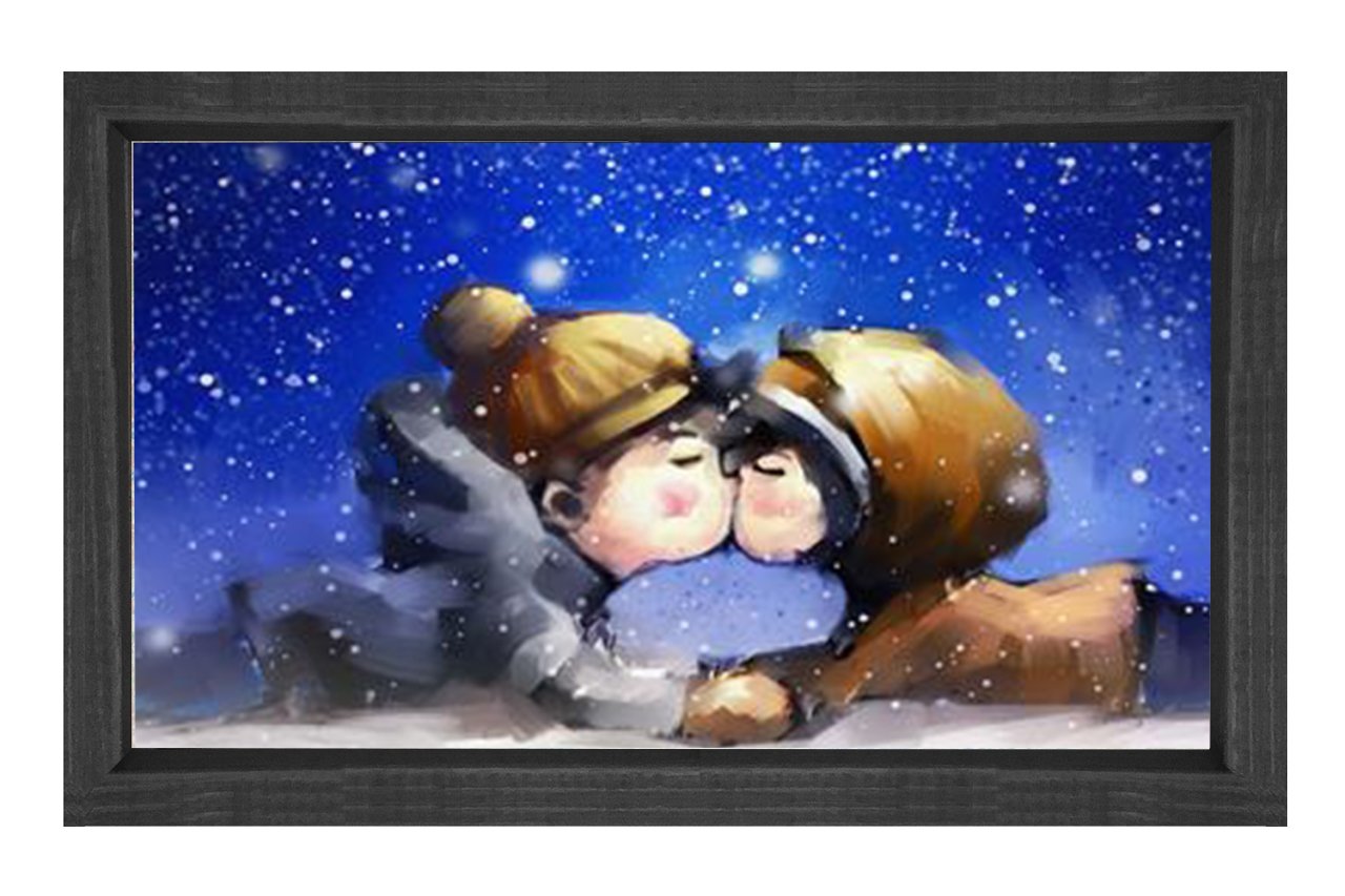 Çoçukluk Aşkı Tablosu Siyah Ahşap Çerçeve - 50x90