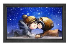 Çoçukluk Aşkı Tablosu Siyah Ahşap Çerçeve - 50x90