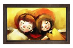 Çoçukluk Aşkı Tablosu Kahverengi Ahşap Çerçeve - 50x70