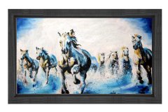 Beyaz Atlar Tablosu Siyah Ahşap Çerçeve - 40x60