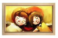 Çoçukluk Aşkı Tablosu Naturel Ahşap Çerçeve - 100x200