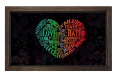 Love ve Hate Yazılı Kalp Silueti Tablosu