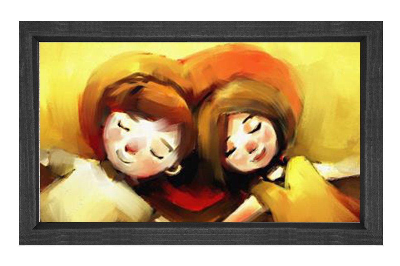 Çoçukluk Aşkı Tablosu Siyah Ahşap Çerçeve - 50x70