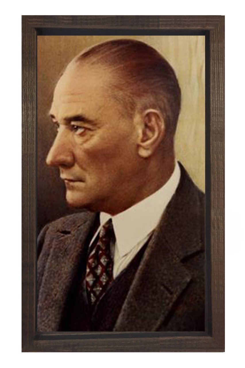 Atatürk Tablosu Kahverengi Ahşap - 100x200