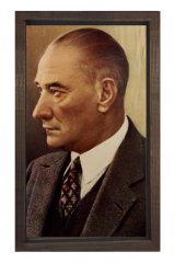 Atatürk Tablosu Kahverengi Ahşap - 100x200
