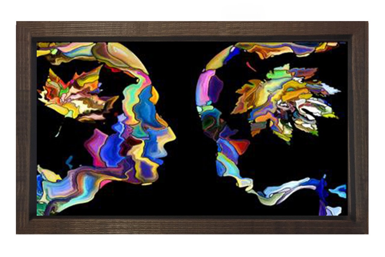 Soyut Reprodüksiyon Tablosu Kahverengi Ahşap Çerçeve - 45x30