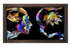 Soyut Reprodüksiyon Tablosu Kahverengi Ahşap Çerçeve - 45x30