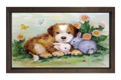 Sevimli Köpek Ve Tavşancıklar Tablosu