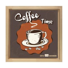 Kahve Zamanı Coffee Time Tablosu Naturel Ahşap Çerçeve - 40x40