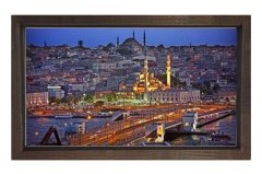 Galata Köprüsü 2 Tablosu Kahverengi Ahşap Çerçeve - 45x30