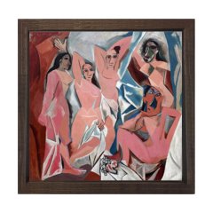 Pablo Picasso - Avignonlu Kızlar Tablosu Kahverengi Ahşap Çerçeve - 80x80