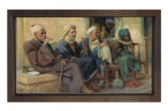 Kahvehane Osmanlı Tablosu Kahverengi Ahşap Çerçeve - 45x30