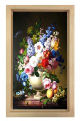 Renkli Nature Morte Tablosu Naturel Ahşap - 50x70