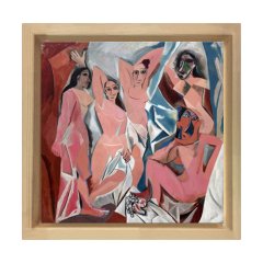 Pablo Picasso - Avignonlu Kızlar Tablosu Naturel Ahşap Çerçeve - 90x90
