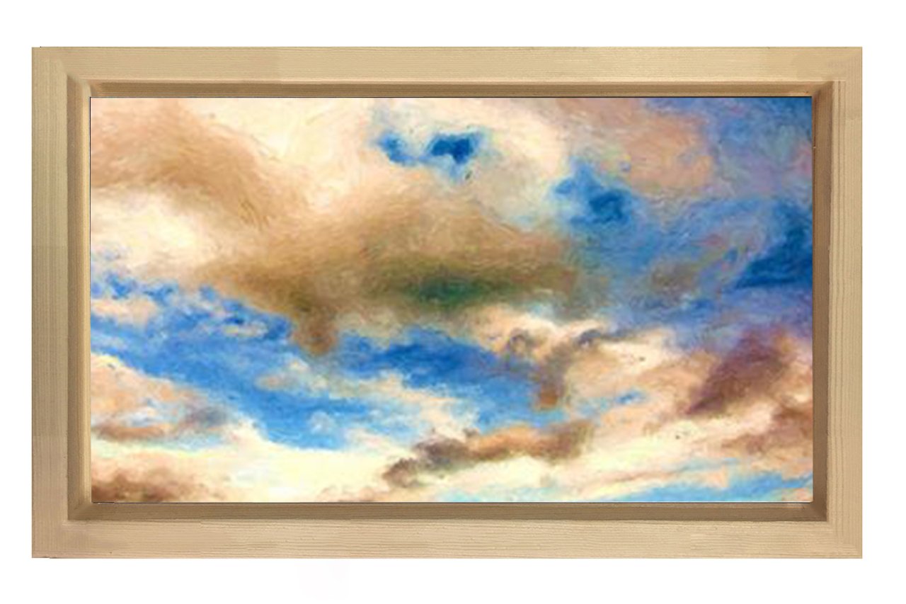 Bulut Gökyüzü Gün Tablosu Naturel Ahşap Çerçeve - 50x90