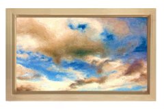 Bulut Gökyüzü Gün Tablosu Naturel Ahşap Çerçeve - 50x90