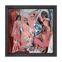 Pablo Picasso - Avignonlu Kızlar Tablosu Siyah Ahşap Çerçeve - 40x40