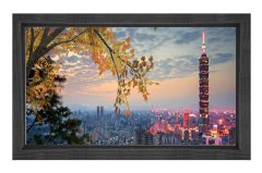 Dal ve Şehir Manzarası Tablosu Siyah Ahşap Çerçeve - 50x90