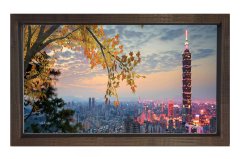 Dal ve Şehir Manzarası Tablosu Kahverengi Ahşap Çerçeve - 100x200