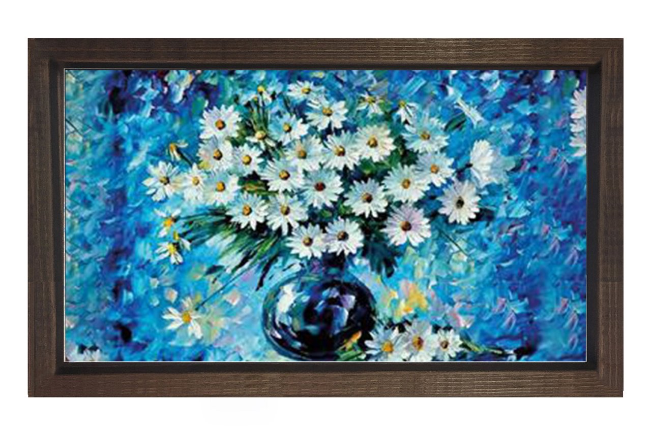 Papatyalı Nature Morte Tablosu Kahverengi Ahşap - 50x90