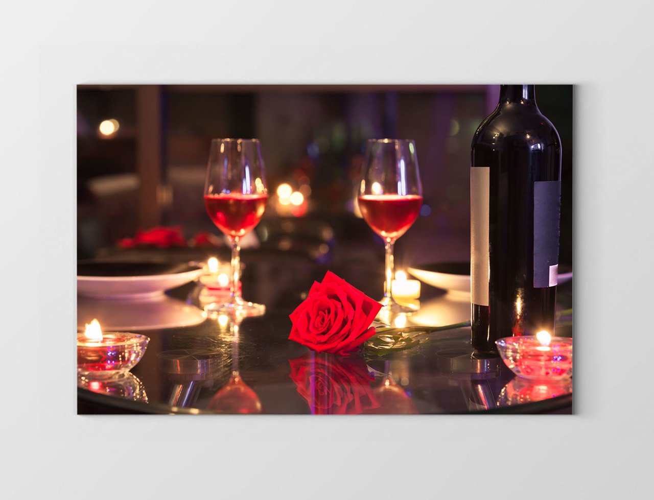 Romantik Masa Ve Şarap Kadehleri Tablosu Çerçevesiz - 100x200