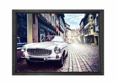 Klasik Araba ve Şehir Tablosu Siyah Ahşap Çerçeve - 50x90