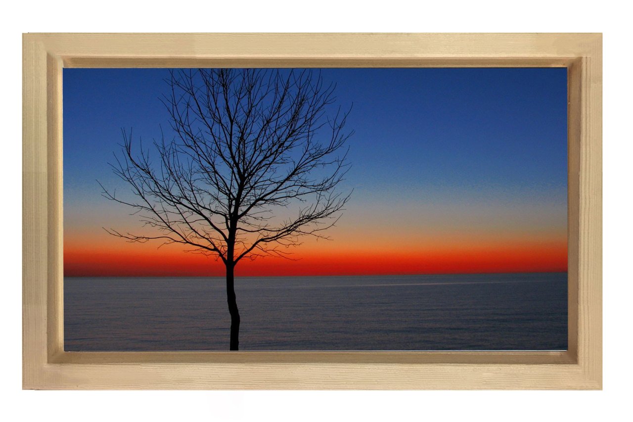 Şafak Çizgisi Ve Manzara Tablosu Naturel Ahşap Çerçeve - 100x200