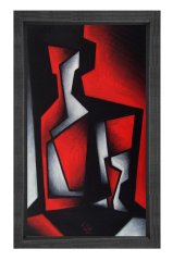 Soyut Reprodüksiyon Tablosu Siyah Ahşap - 40x60