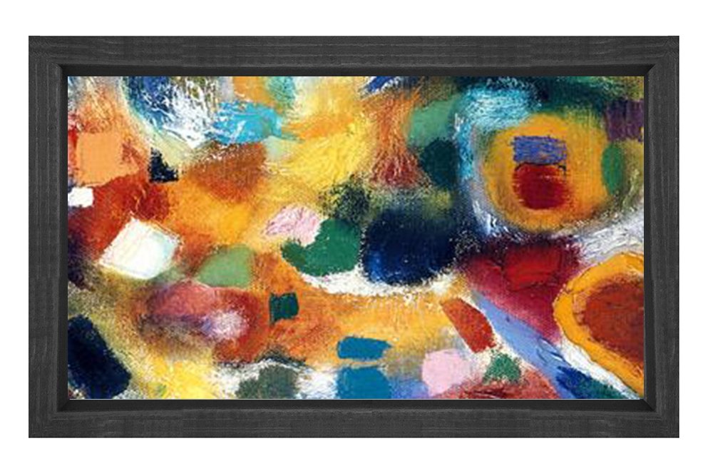 Soyut Renkler  Tablosu Siyah Ahşap - 40x60