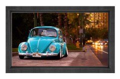 Mavi Vosvos ve Şehir Tablosu Siyah Ahşap - 40x60