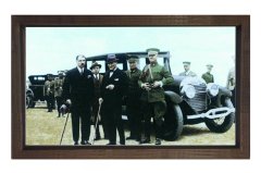 Atatürk ve Heyet Tablosu Kahverengi Ahşap - 100x150