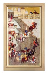 Minyatür Savaş Meydanı Tablosu Naturel Ahşap Çerçeve - 40x60