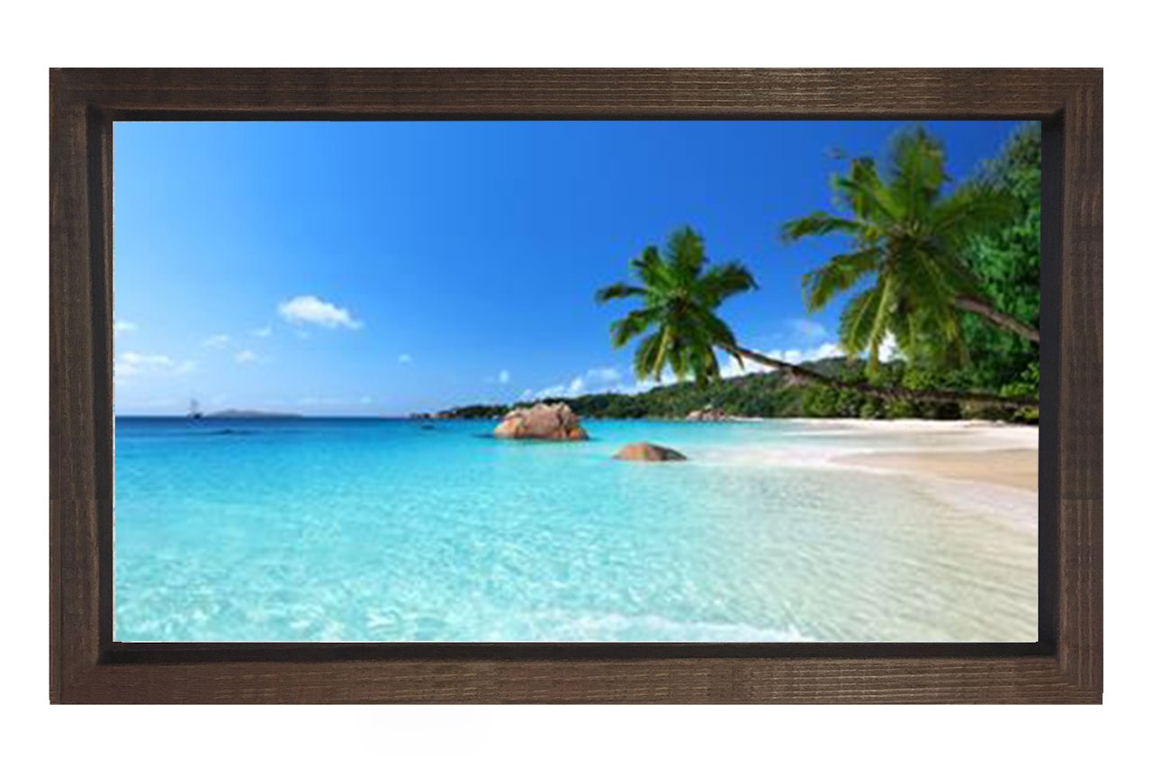 Tropikal Manzara Tablosu Kahverengi Ahşap Çerçeve - 45x30