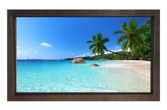 Tropikal Manzara Tablosu Kahverengi Ahşap Çerçeve - 45x30