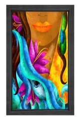 Soyut Reprodüksiyon Tablosu Siyah Ahşap - 50x70