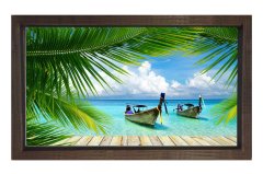 Tropikal Manzara Tablosu Kahverengi Ahşap Çerçeve - 40x60