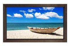 Kayık ve Kumsal Tablosu Kahverengi Ahşap Çerçeve - 100x200