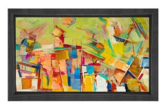 Soyut Reprodüksiyon Tablosu Siyah Ahşap - 50x90