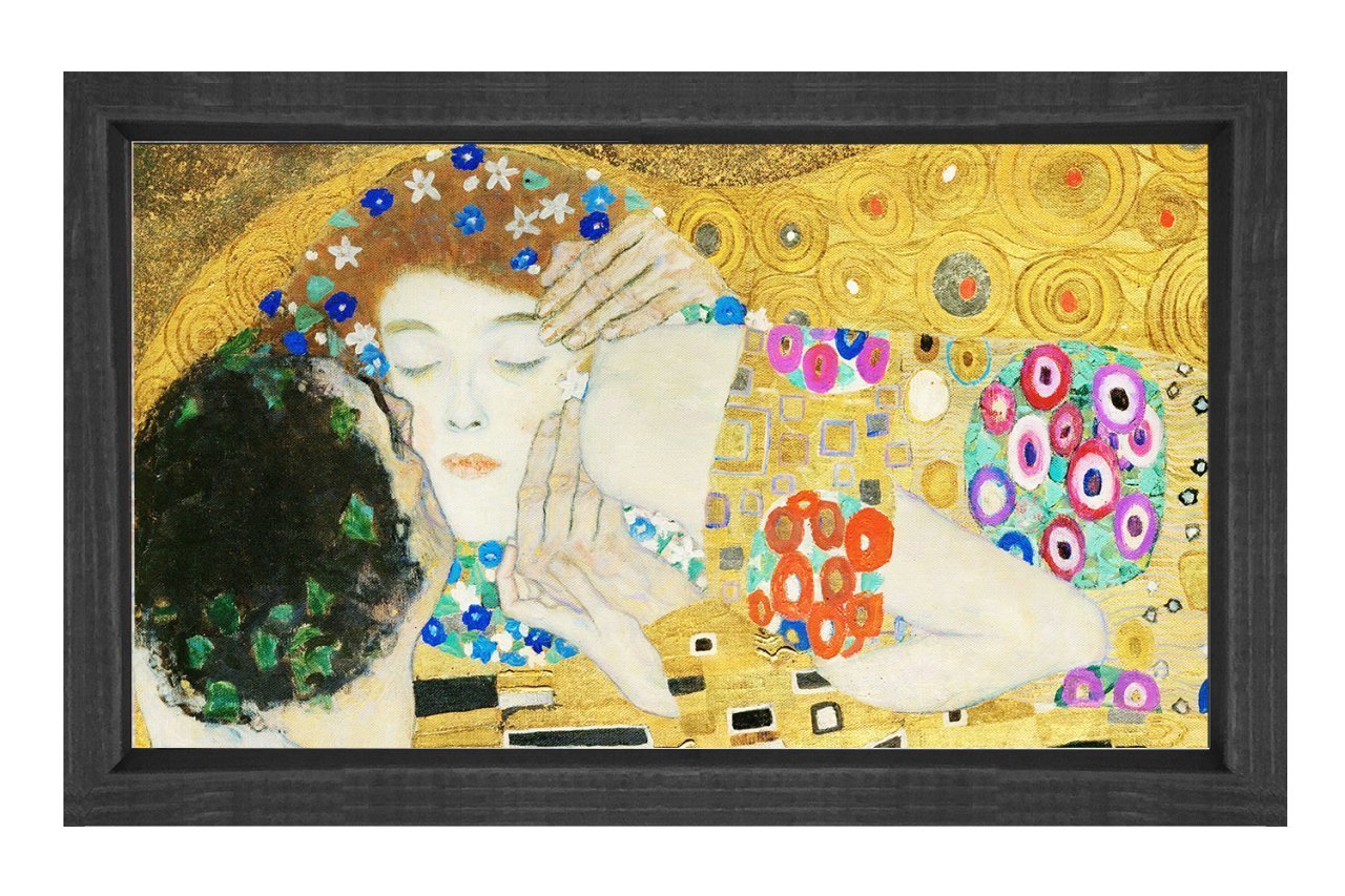 Öpücük Tablosu Siyah Ahşap Çerçeve - 100x150